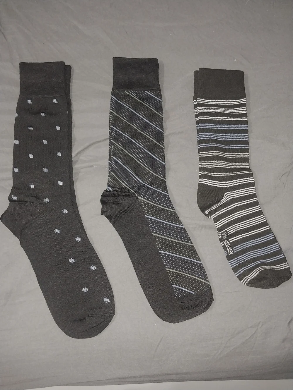 Van Heusen Black Dress Sock Trio with Subtle Blue Accents
